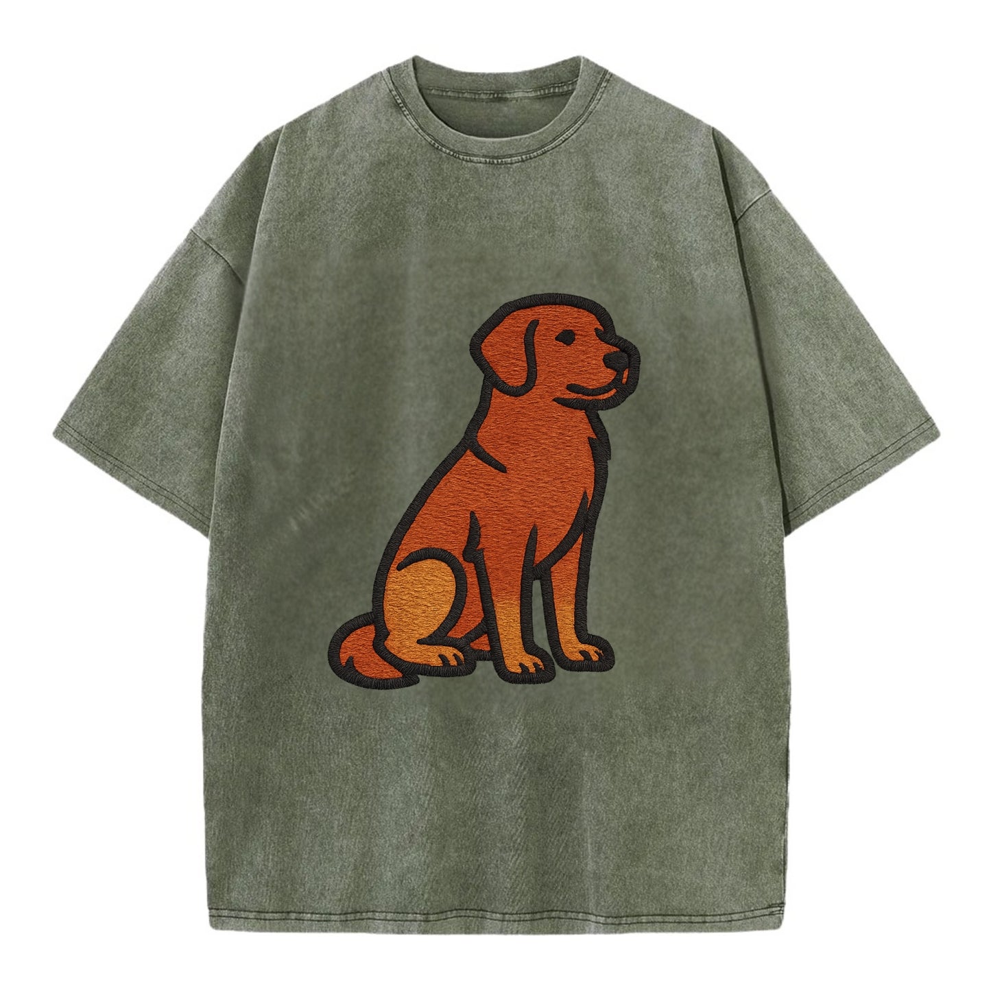 Nova Scotia Duck Tolling Retriever - Red embroidered pose - Vintage T-shirt - Army Green
