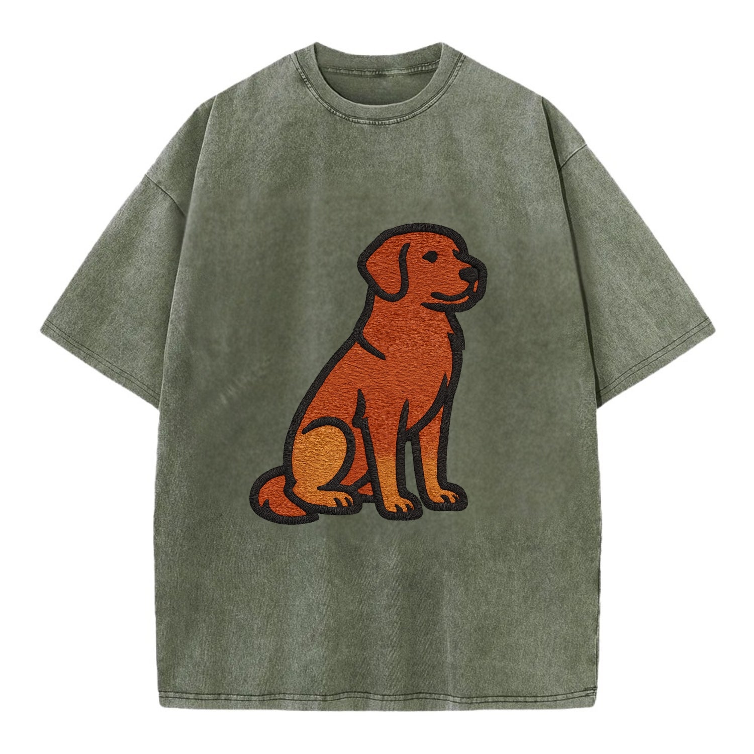 Nova Scotia Duck Tolling Retriever - Red embroidered pose - Vintage T-shirt - Army Green