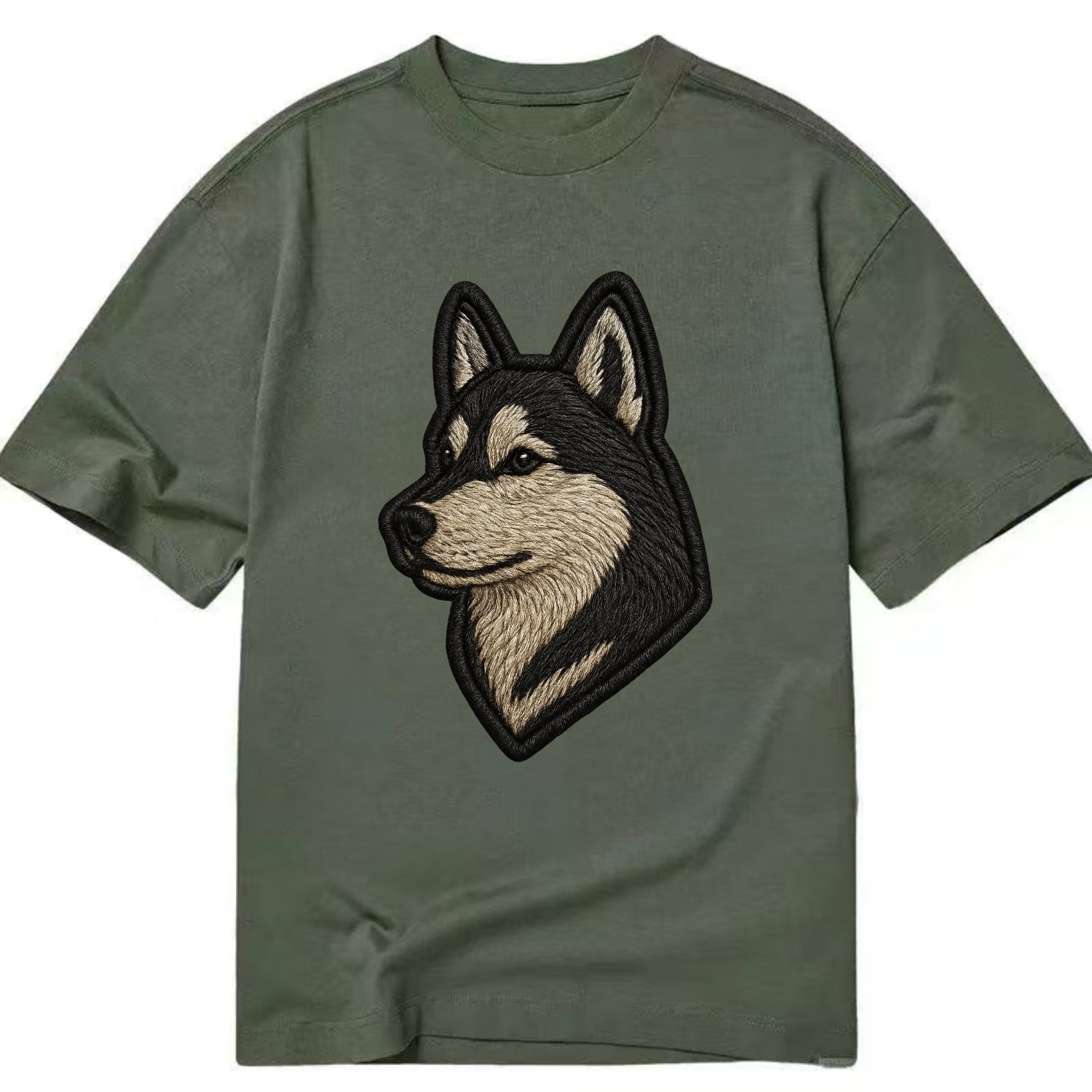 Siberian Husky - Contemporary wolf-like - Classic T-shirt - Army Green