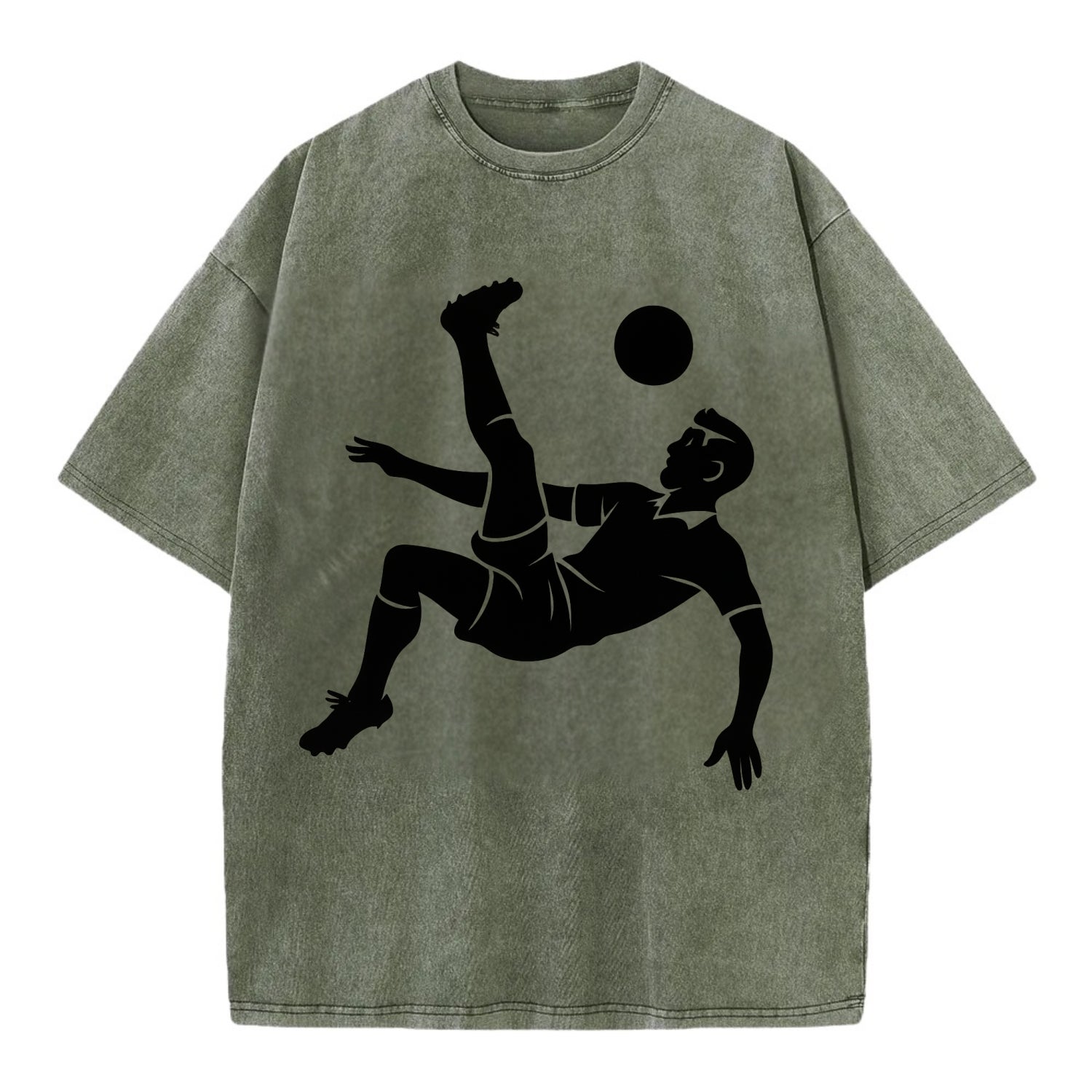 Soccer player doing a bicycle kick - Vintage T-shirt - Army Green