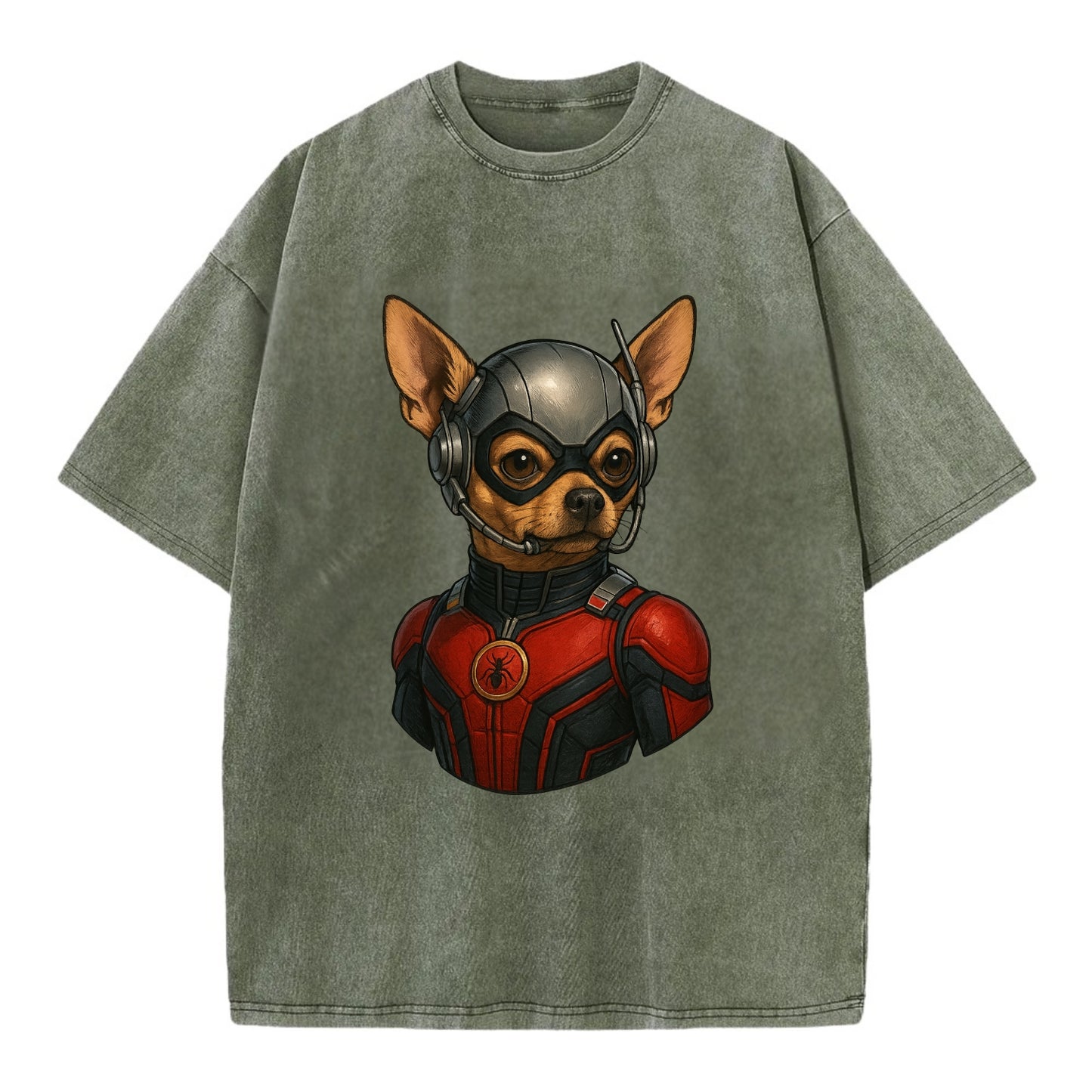 Chihuahua Ant-Man  - Vintage T-shirt - Army Green