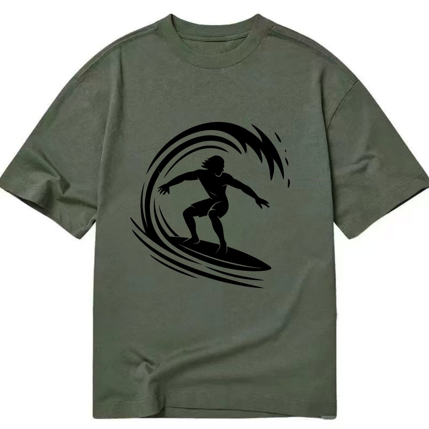 Hawaiian surfer riding big wave - Classic T-shirt - Army Green