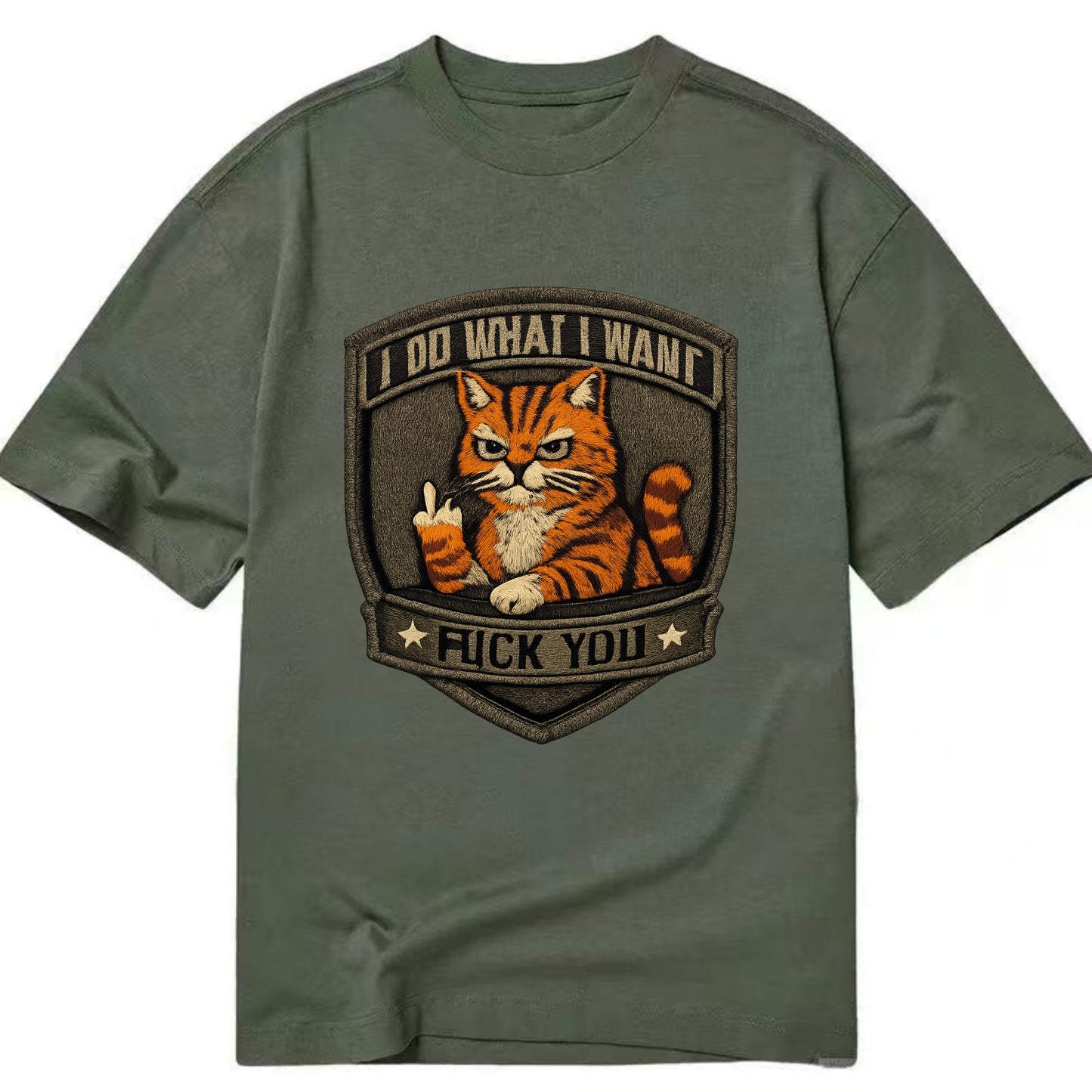 I DO WHAT I WANT CAT - sassy cat in orange , feline attitude - Classic T-shirt - Army Green