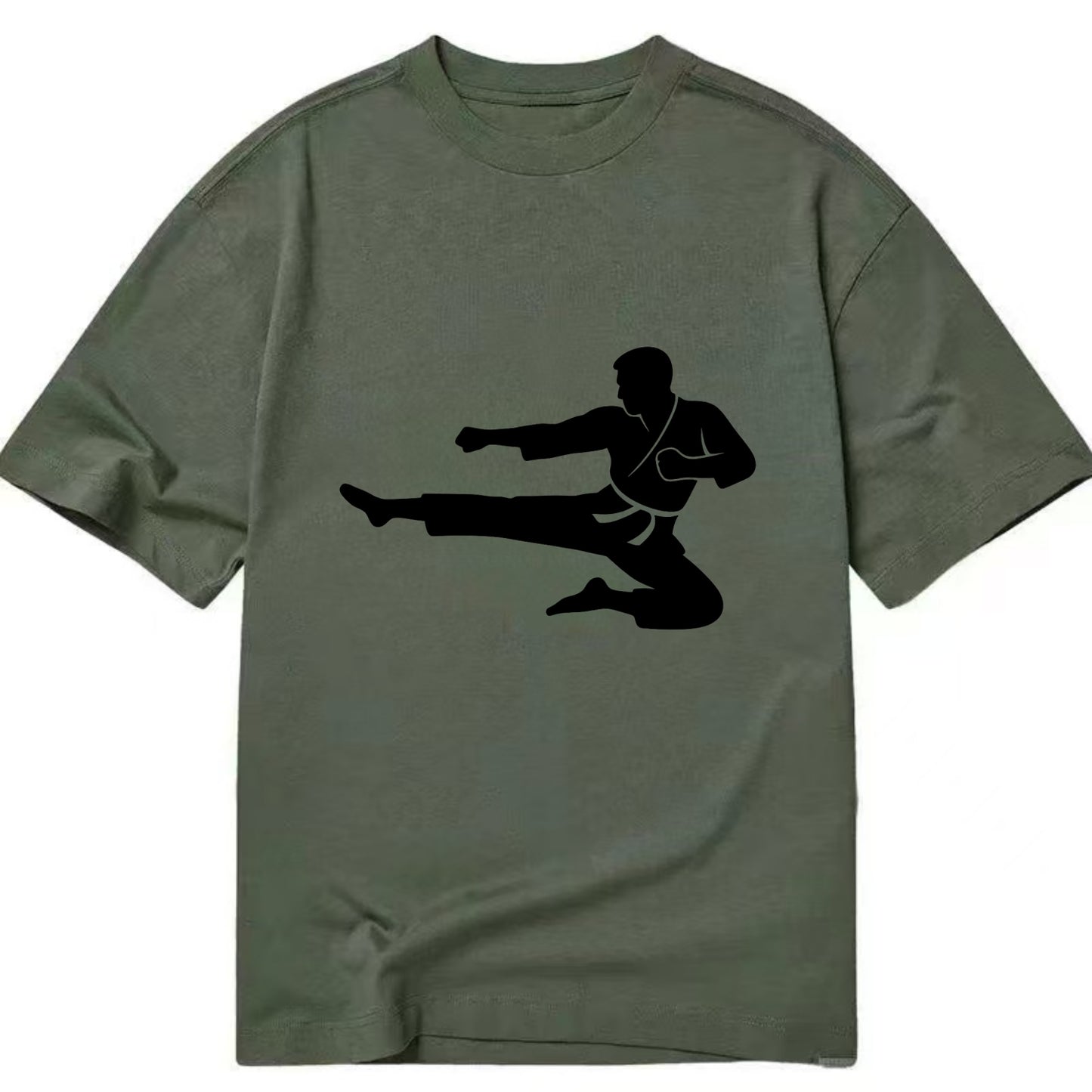 Martial artist flying kick - Classic T-shirt - Army Green
