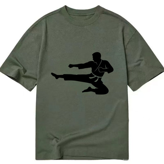 Martial artist flying kick - Classic T-shirt - Army Green
