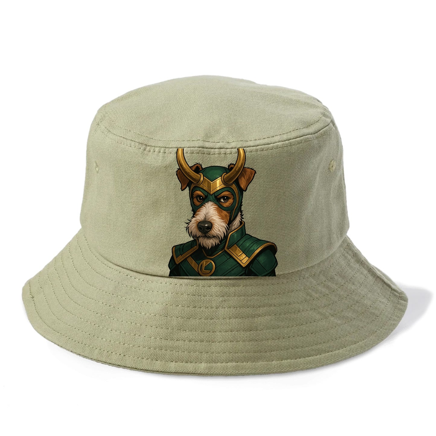 Fox Terrier Loki  - Bucket Hat - Army Green