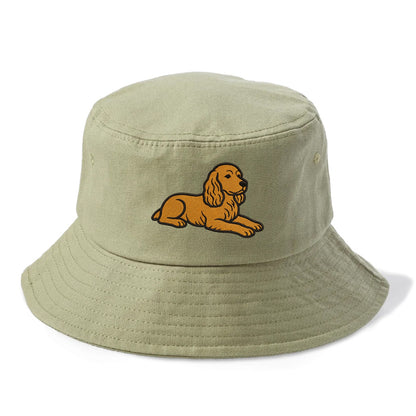 Cocker Spaniel - Golden colored relaxed Bucket Hat - Army Green