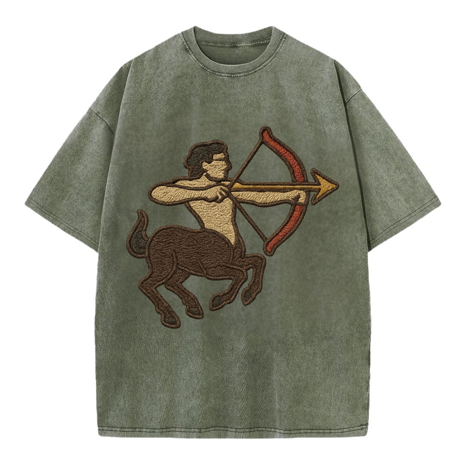 Sagittarius Arrow  - Vintage T-shirt - Army Green