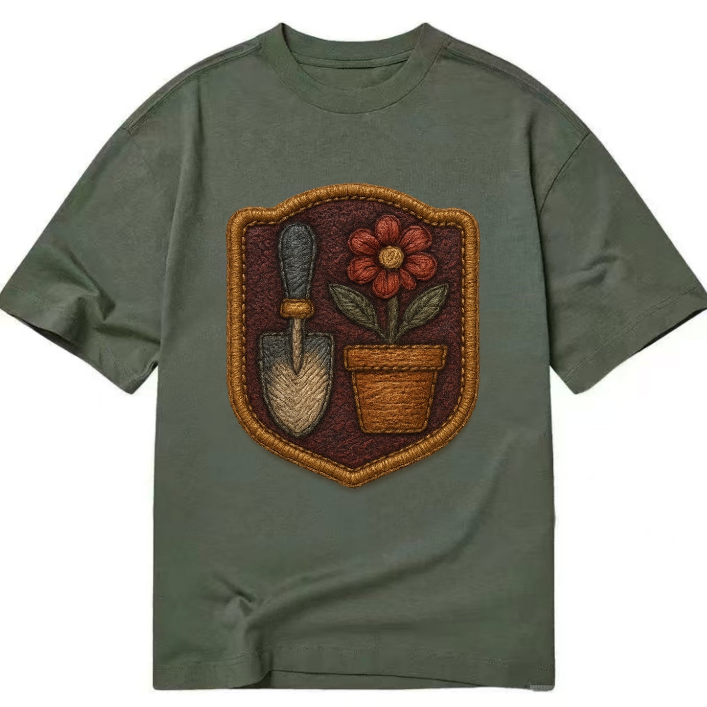 Garden trowel with flower pot - gardener badge - Classic T-shirt - Army Green