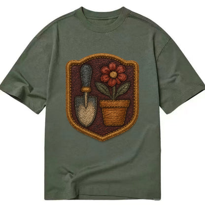 Garden trowel with flower pot - gardener badge - Classic T-shirt - Army Green