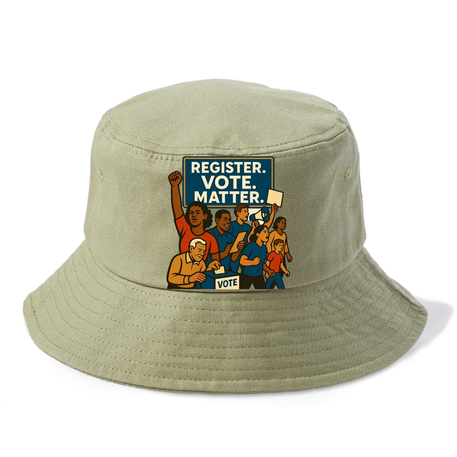 Voter registration drive bringing community together - "Register. Vote. Matter." - - Bucket Hat - Army Green