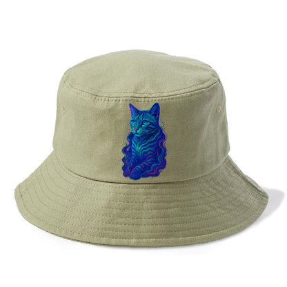Exotic Bengal cat with aurora borealis colors flowing through its stripes, green and - Bucket Hat - Army Green