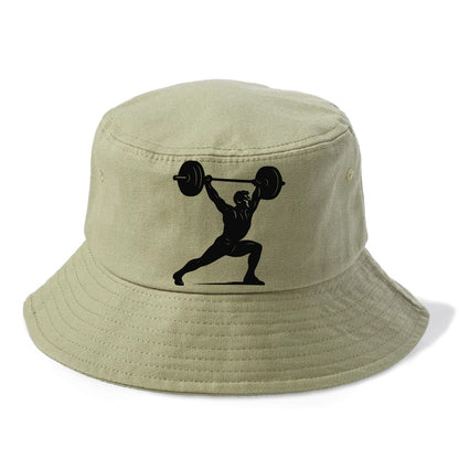 Weightlifter doing overhead snatch - Bucket Hat - Army Green