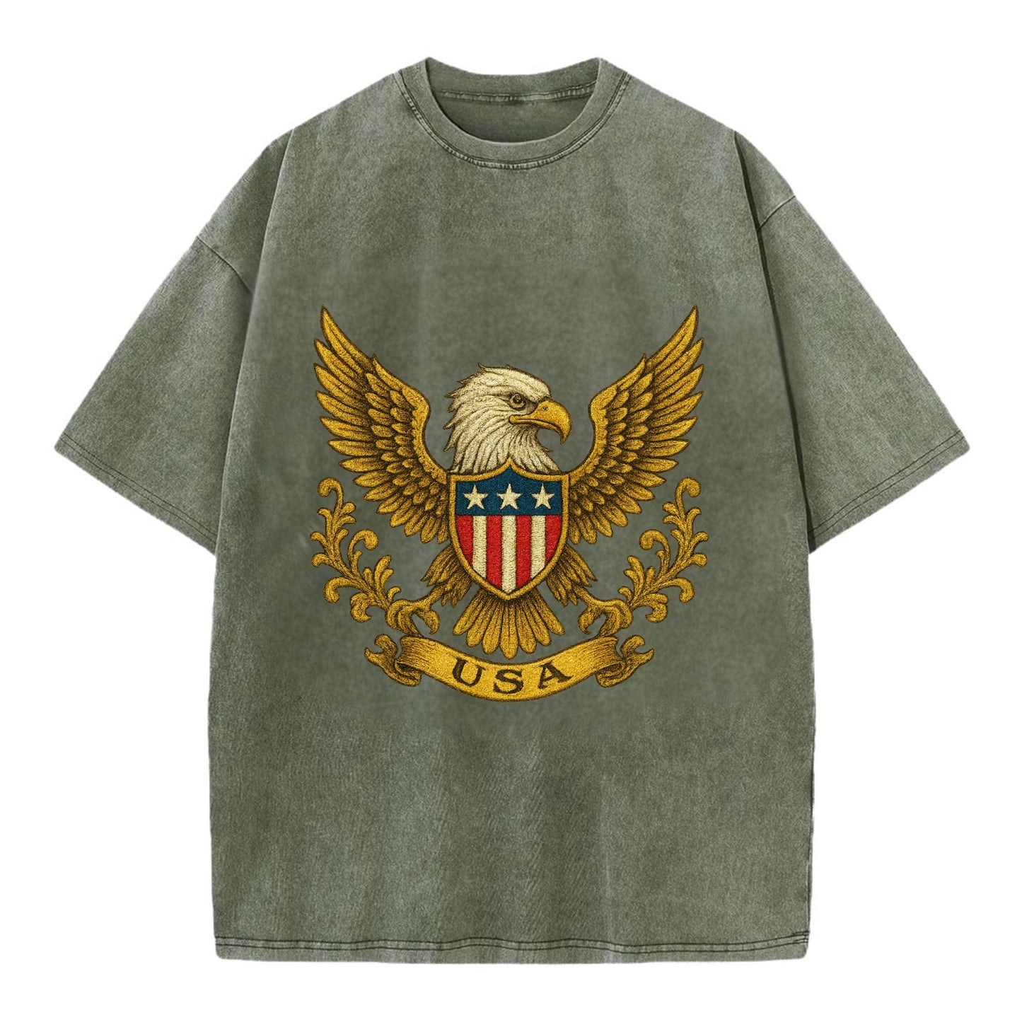 Usa Heritage Eagle 2 - Vintage T-shirt - Army Green