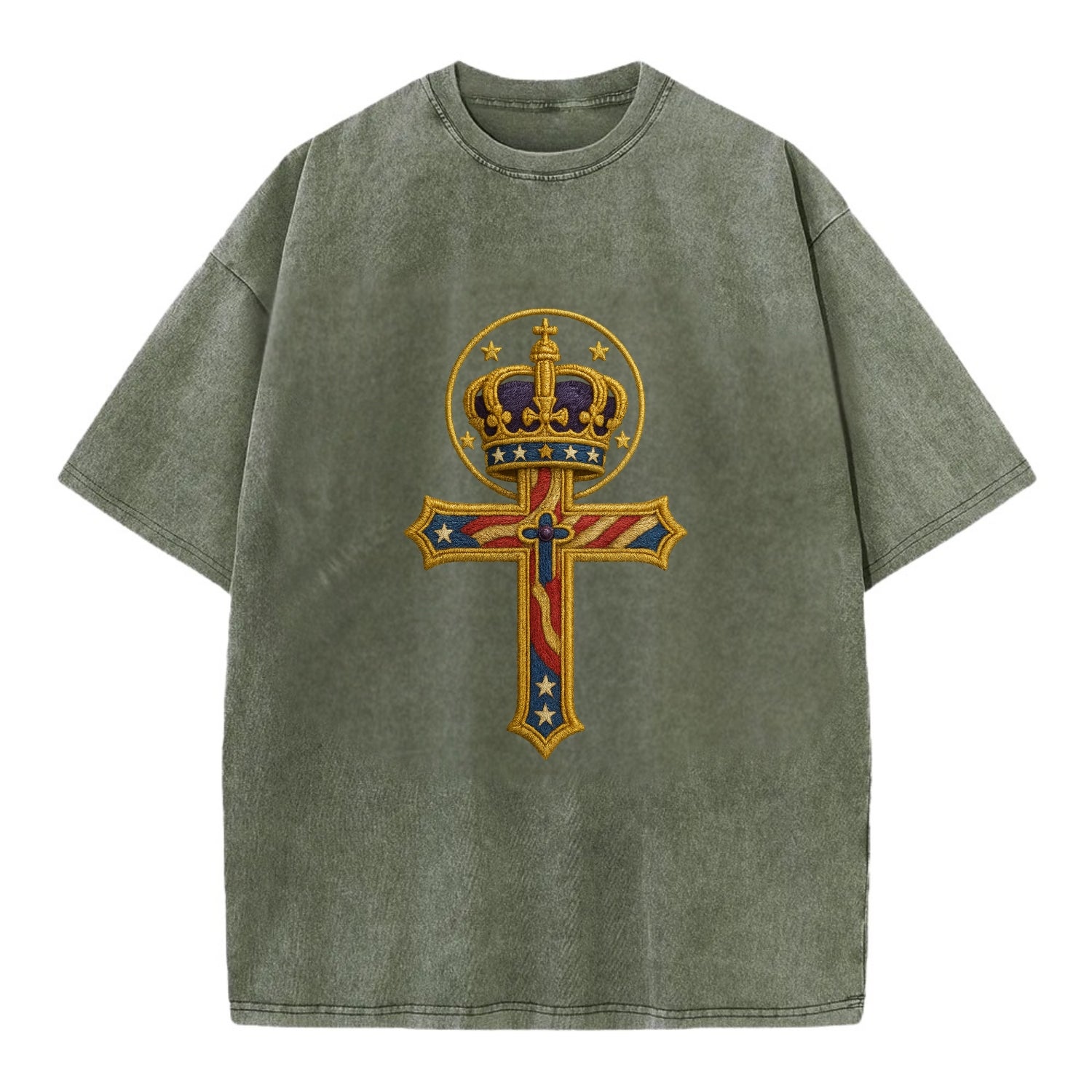 Cross and Crown  - Vintage T-shirt - Army Green