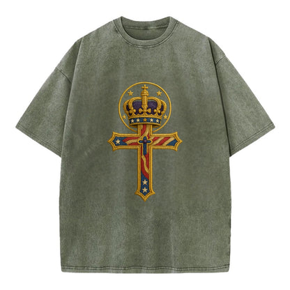 Cross and Crown  - Vintage T-shirt - Army Green