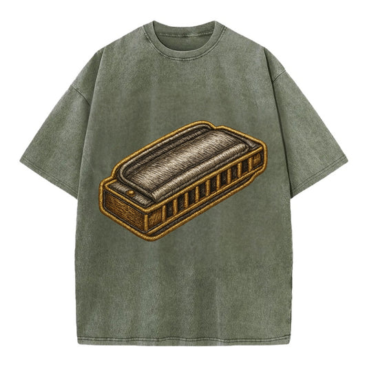 Harmonica  - Vintage T-shirt - Army Green