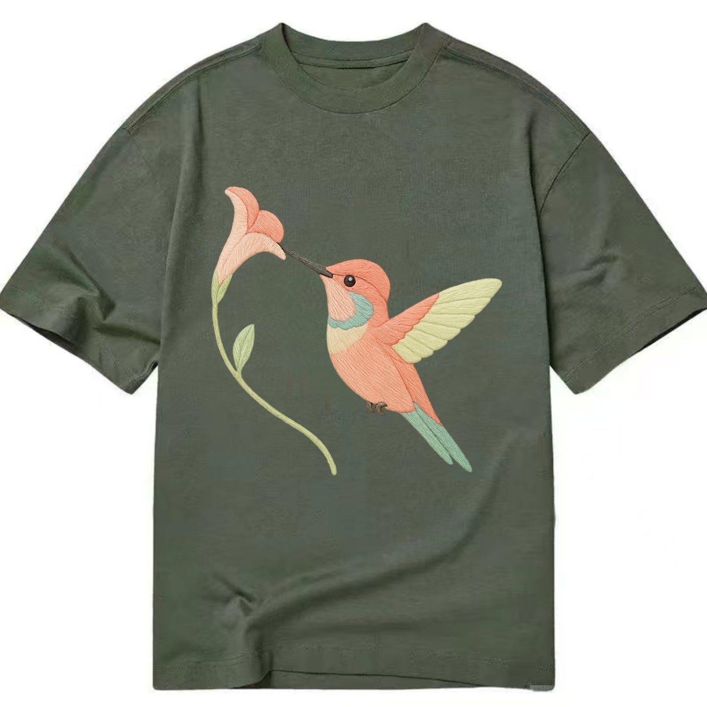 Coral Hummingbird - Classic T-shirt - Army Green