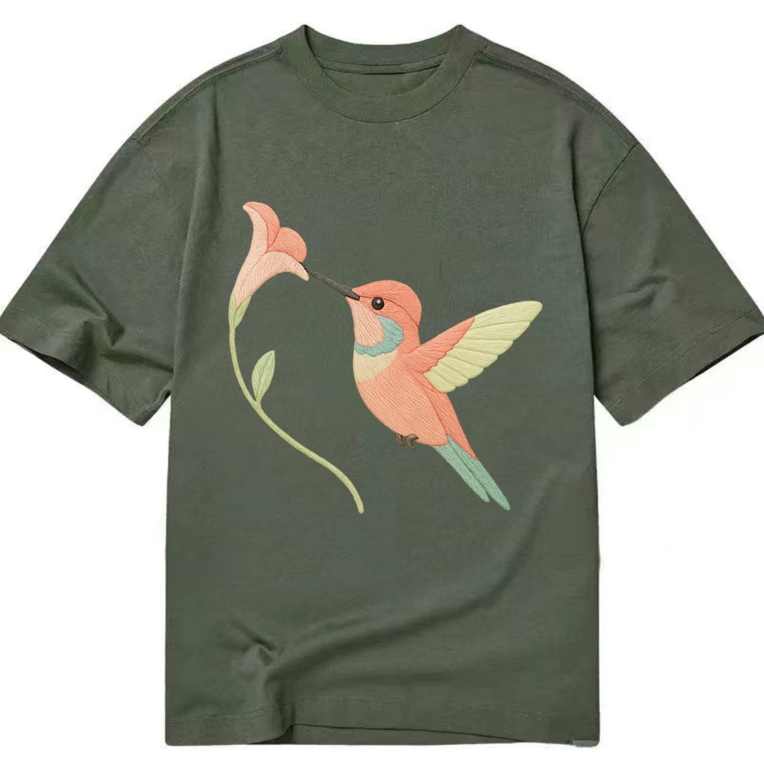 Coral Hummingbird - Classic T-shirt - Army Green