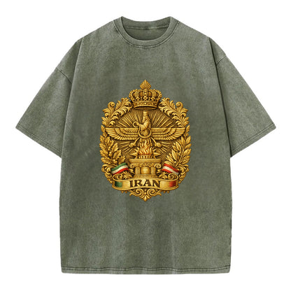 Iran Fire Temple Emblem - Vintage T-shirt - Army Green