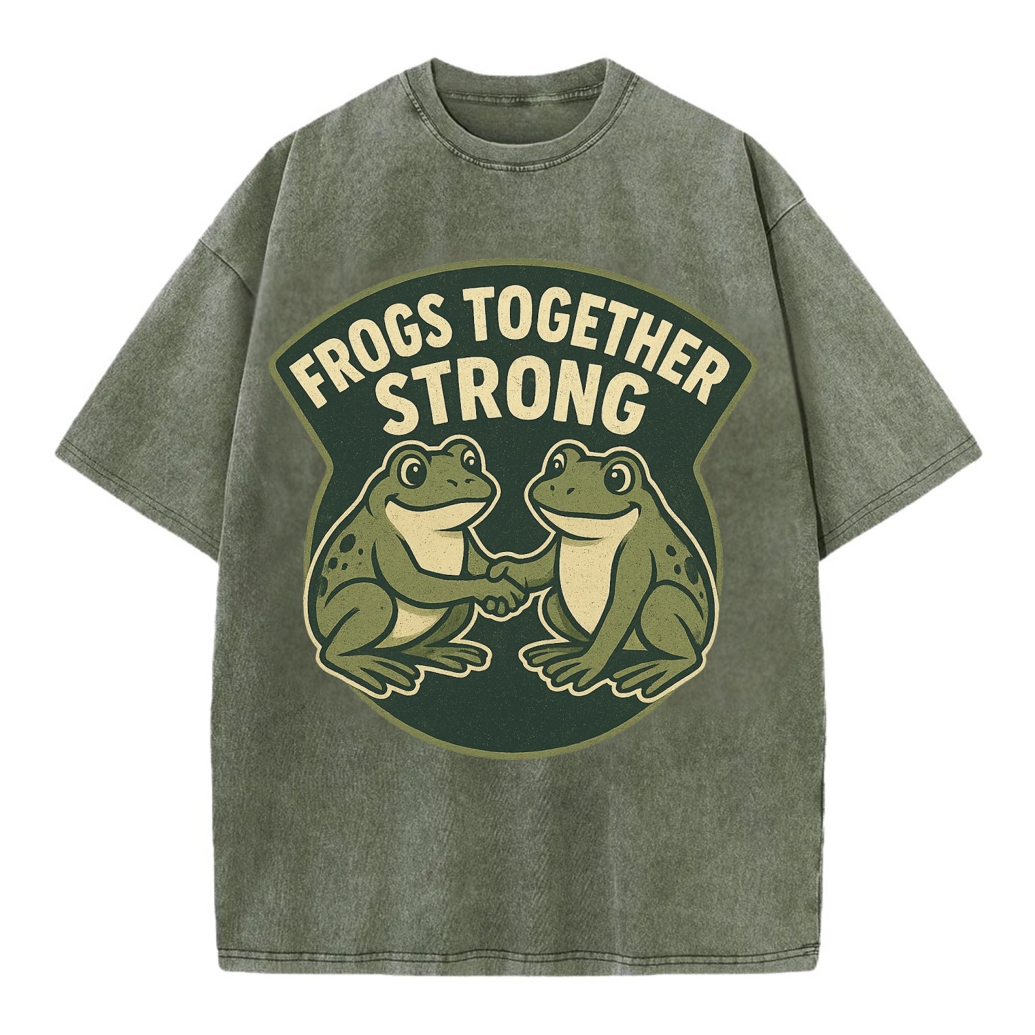 Frogs Together Strong 3 - Vintage T-shirt - Army Green