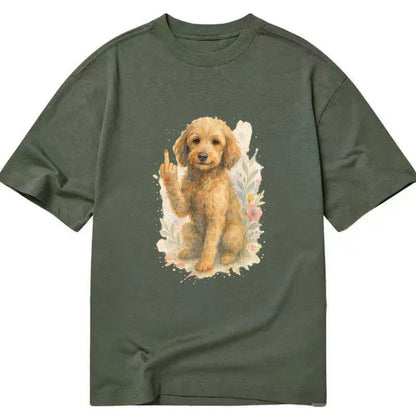 Labradoodle hypoallergenic with wavy coat, intelligent eyes, paw raised - Classic T-shirt - Army Green