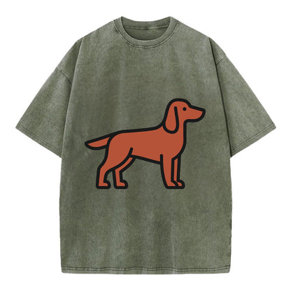 Irish Setter - Red/chestnut flat side profile - Vintage T-shirt - Army Green