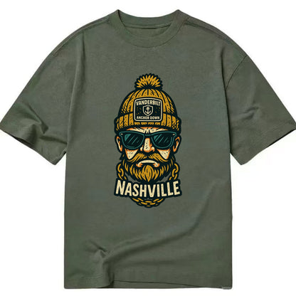 Nashville Commodore wearing Vanderbilt beanie with anchor patch - Classic T-shirt - Army Green