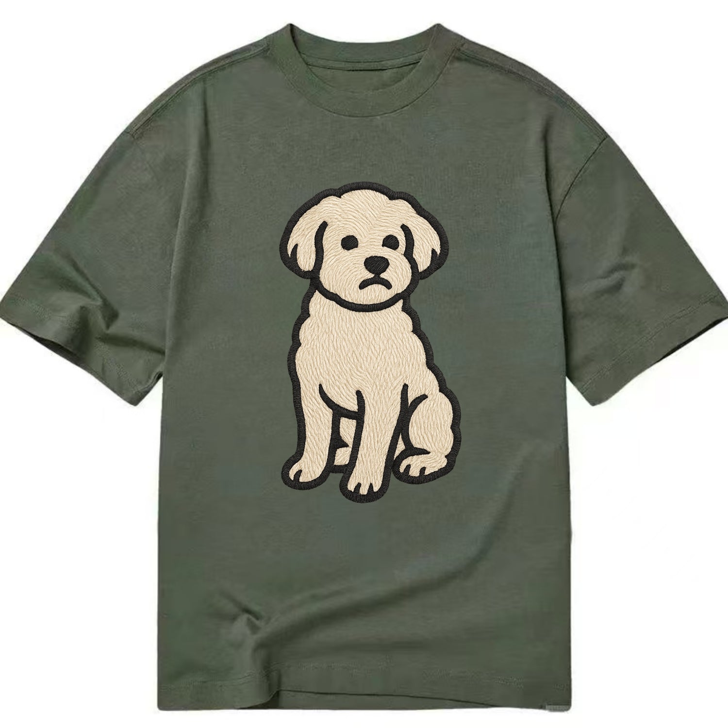 Maltipoo - White curly sitting pose - Cl Classic T-shirt - Army Green