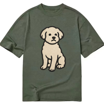 Maltipoo - White curly sitting pose - Cl Classic T-shirt - Army Green