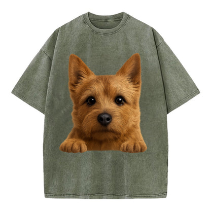 Norwich Terrier  - Vintage T-shirt - Army Green