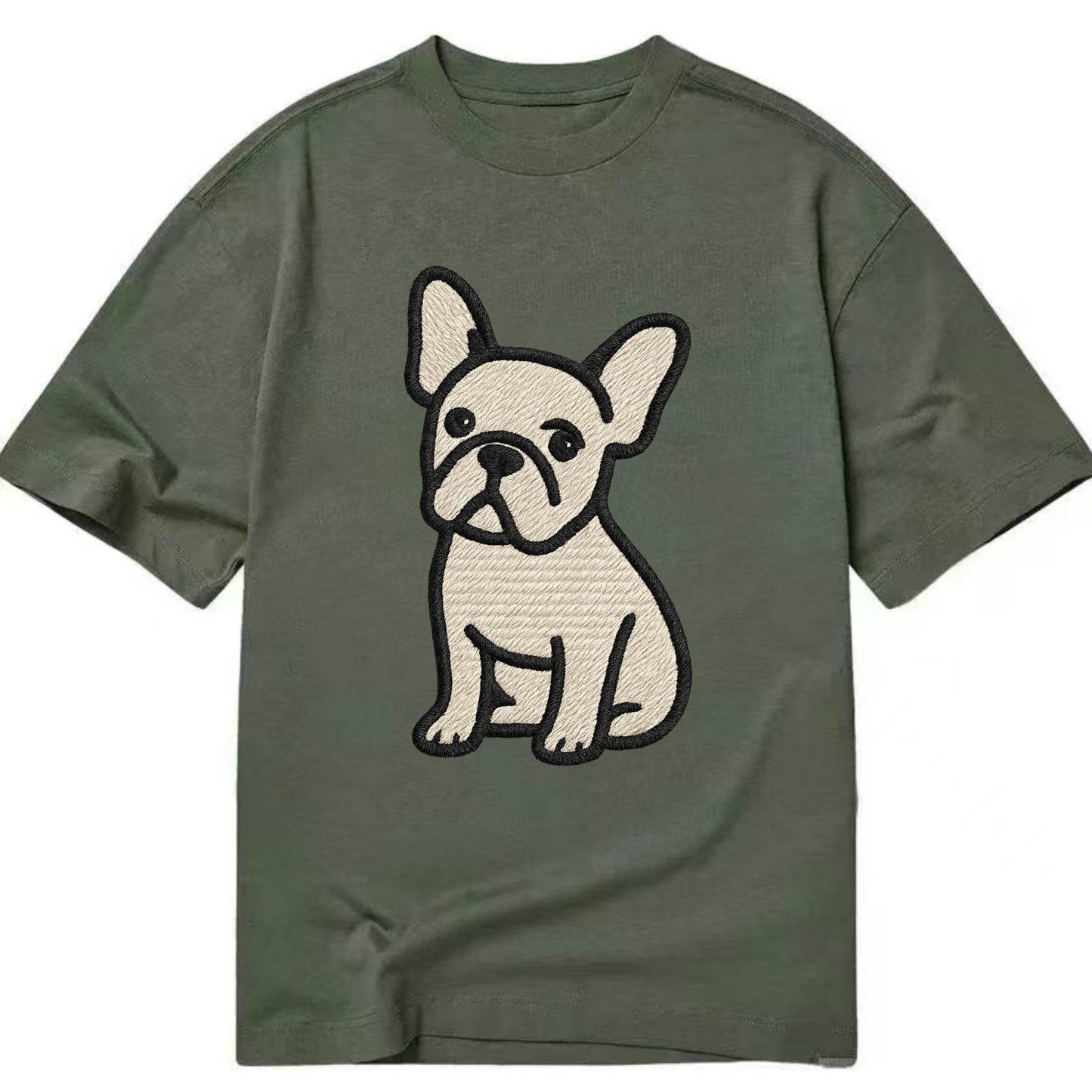 French Bulldog - Head tilt one ear up - Classic T-shirt - Army Green