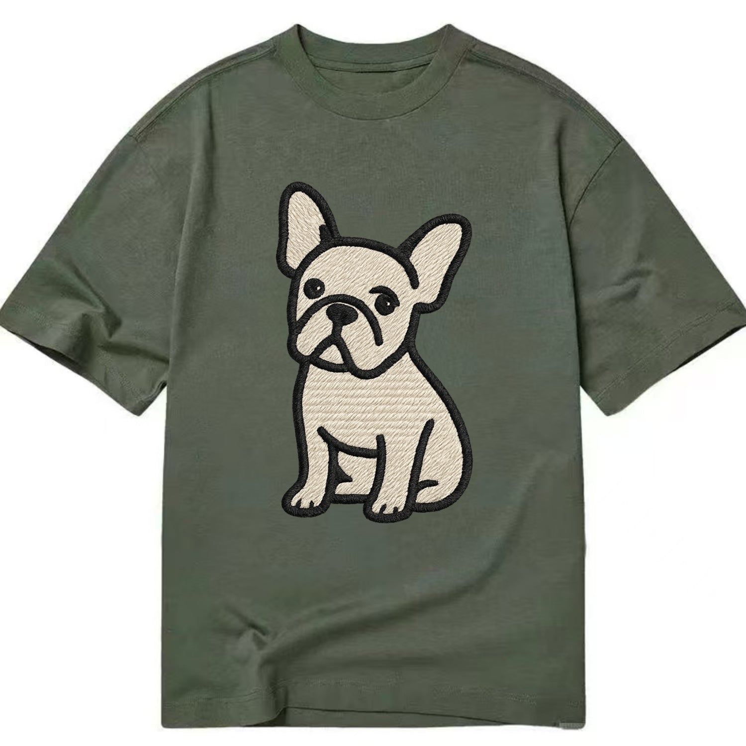 French Bulldog - Head tilt one ear up - Classic T-shirt - Army Green