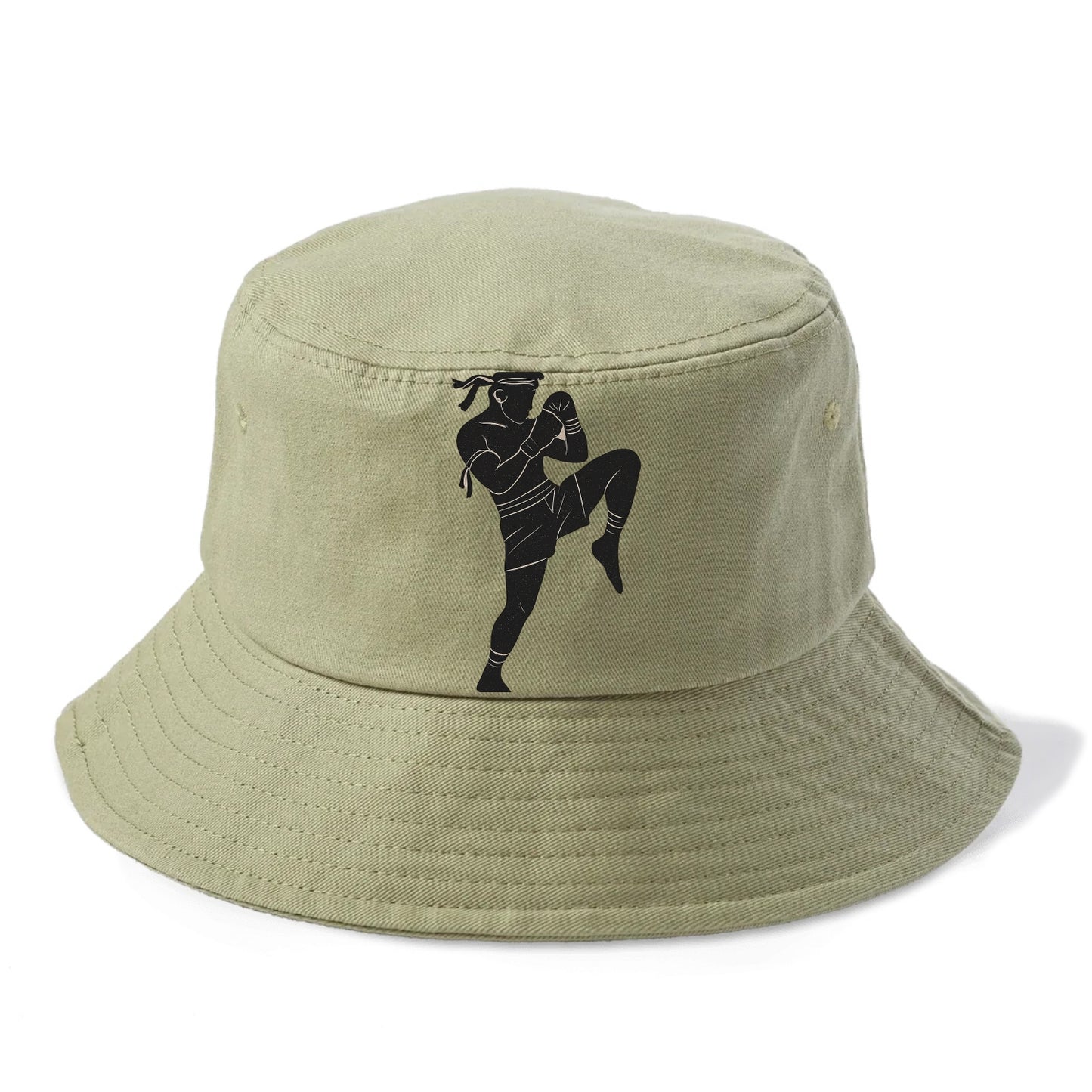 Muay Thai fighter with knee strike - Bucket Hat - Army Green
