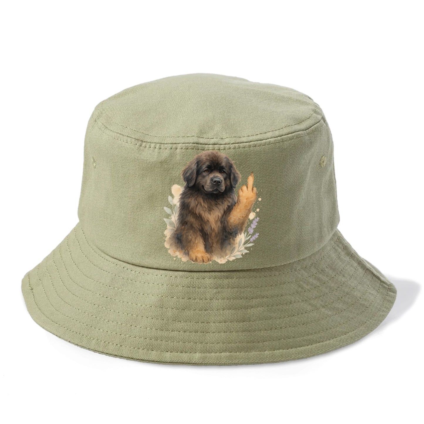 Newfoundland fluffy bear-like with webbed paws, massive gentle paw up - Bucket Hat - Army Green