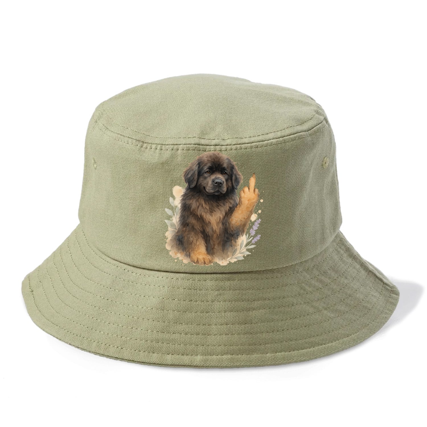 Newfoundland fluffy bear-like with webbed paws, massive gentle paw up - Bucket Hat - Army Green