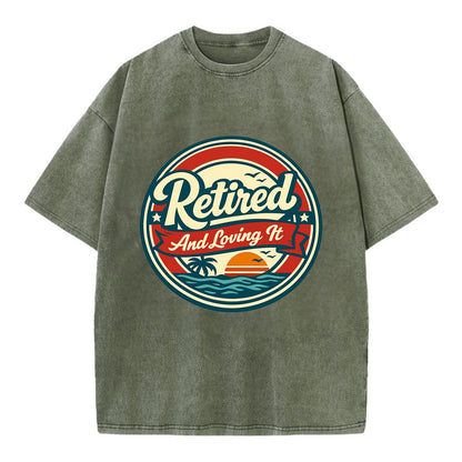 Carefree Retirement Emblem - Vintage T-shirt - Army Green