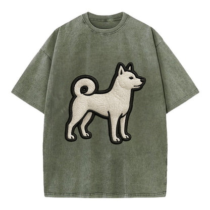 Kishu Ken - Contemporary white hunter de - Vintage T-shirt - Army Green