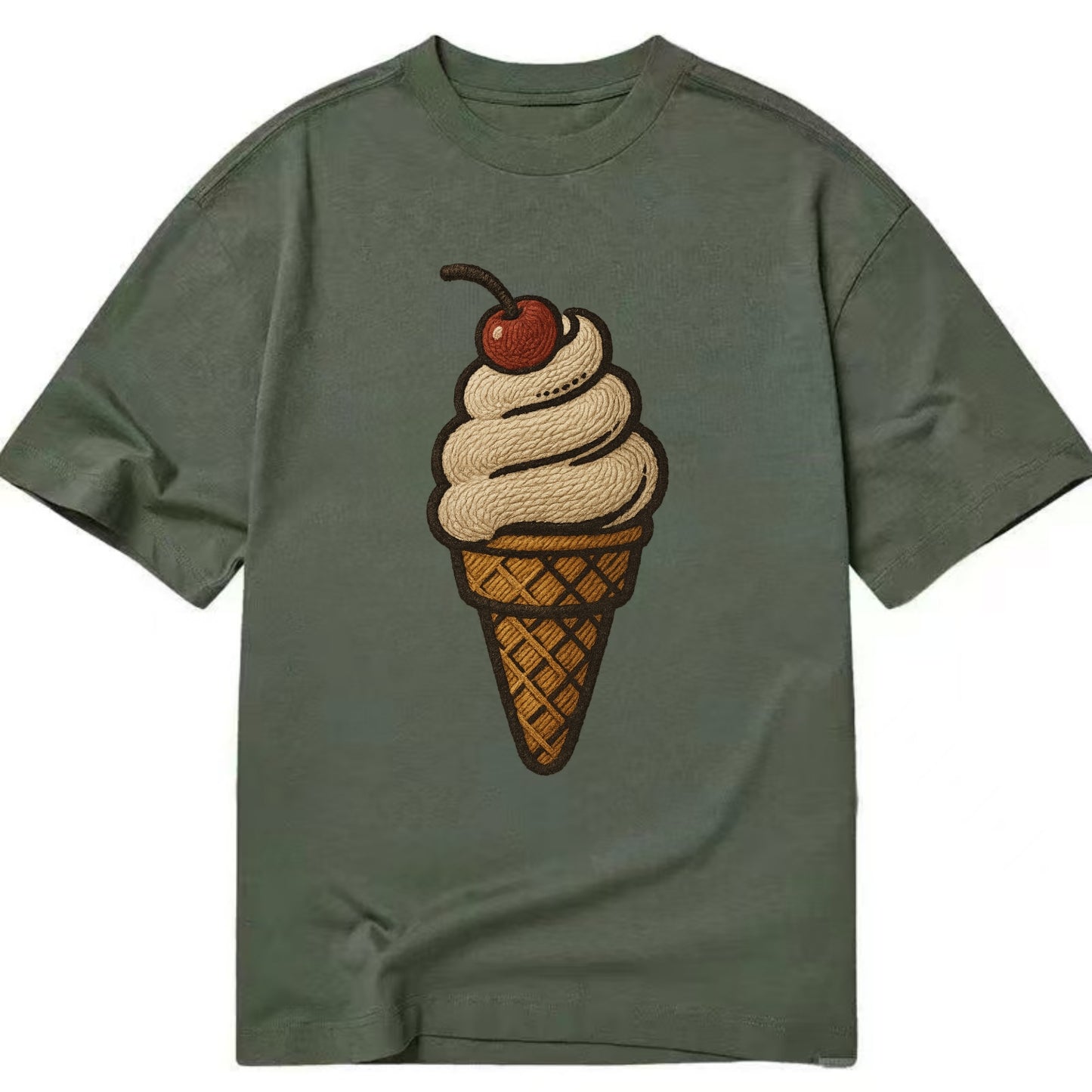 Ice Cream Cone  - Classic T-shirt - Army Green