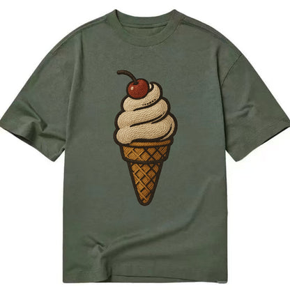 Ice Cream Cone  - Classic T-shirt - Army Green