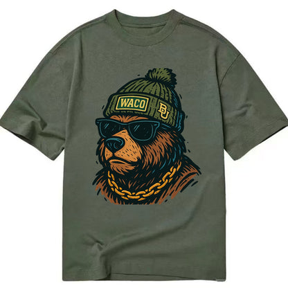 Waco Bear wearing Baylor beanie with BU patch - Classic T-shirt - Army Green