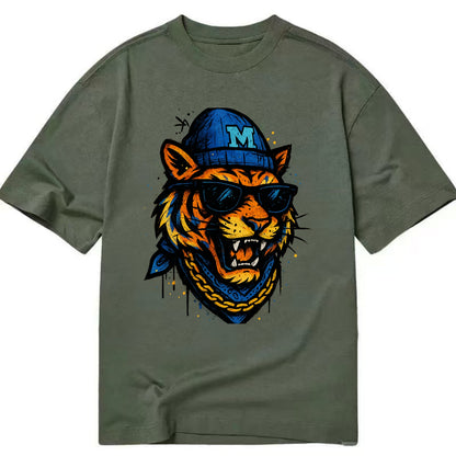 Memphis Tiger wearing Memphis beanie with M patch - Classic T-shirt - Army Green