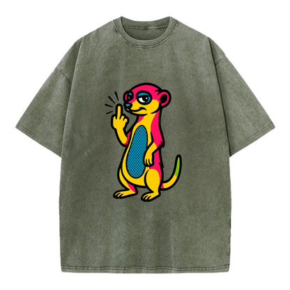 cute meerkat standing guard on hind legs, one front paw raised in sassy salute - Vintage T-shirt - Army Green