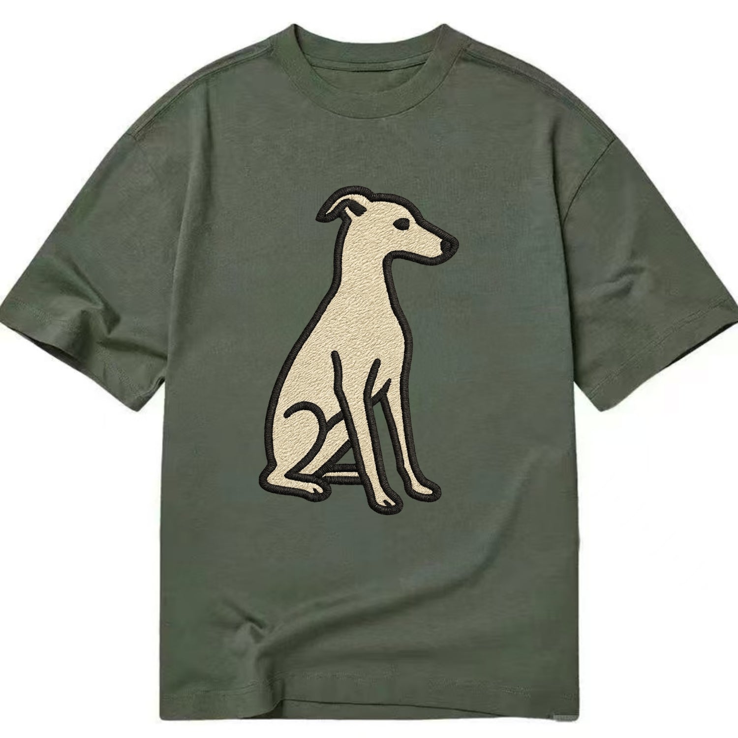 Italian Greyhound - Gray sitting pose - Classic T-shirt - Army Green