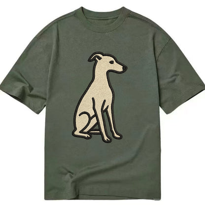 Italian Greyhound - Gray sitting pose - Classic T-shirt - Army Green