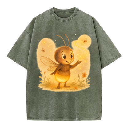 Firefly choreographer arranging synchronized light patterns over a meadow stage - Vintage T-shirt - Army Green