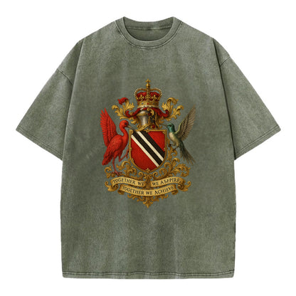 Trinidad Scarlet Ibis Emblem  - Vintage T-shirt - Army Green