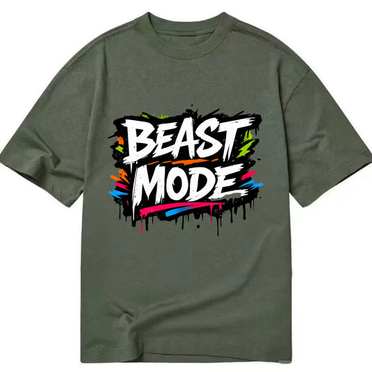 Bold typography design - "BEAST MODE" - intense workout, maximum effort - Classic T-shirt - Army Green