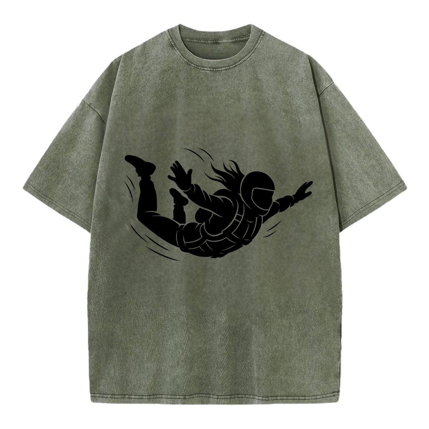 Skydiver free-fall position - Vintage T-shirt - Army Green