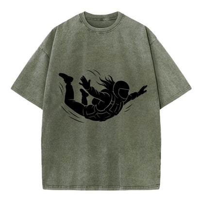 Skydiver free-fall position - Vintage T-shirt - Army Green
